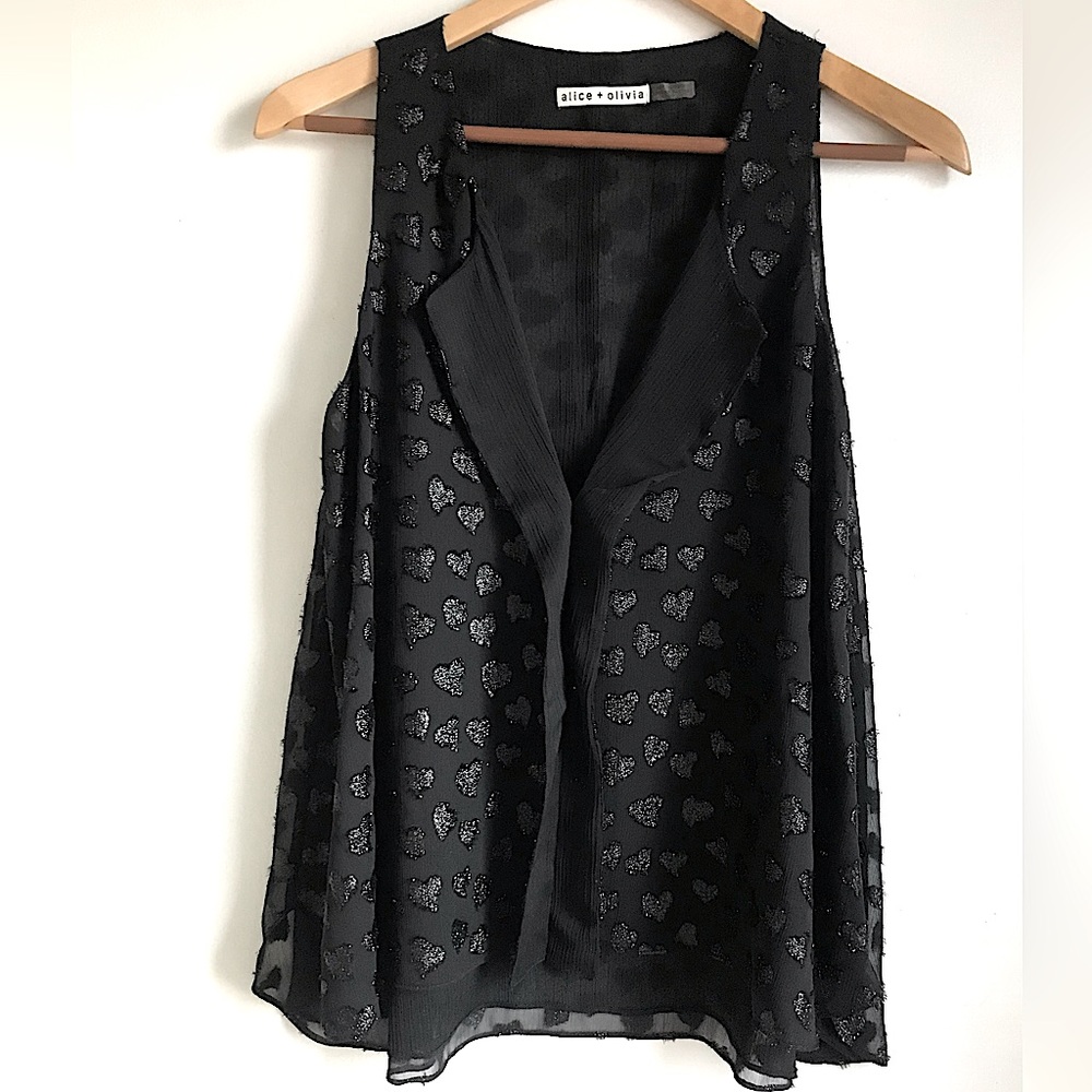 ALICE +OLIVIA Bruden Shimmery Heart Draped Top - Picture 4 of 10